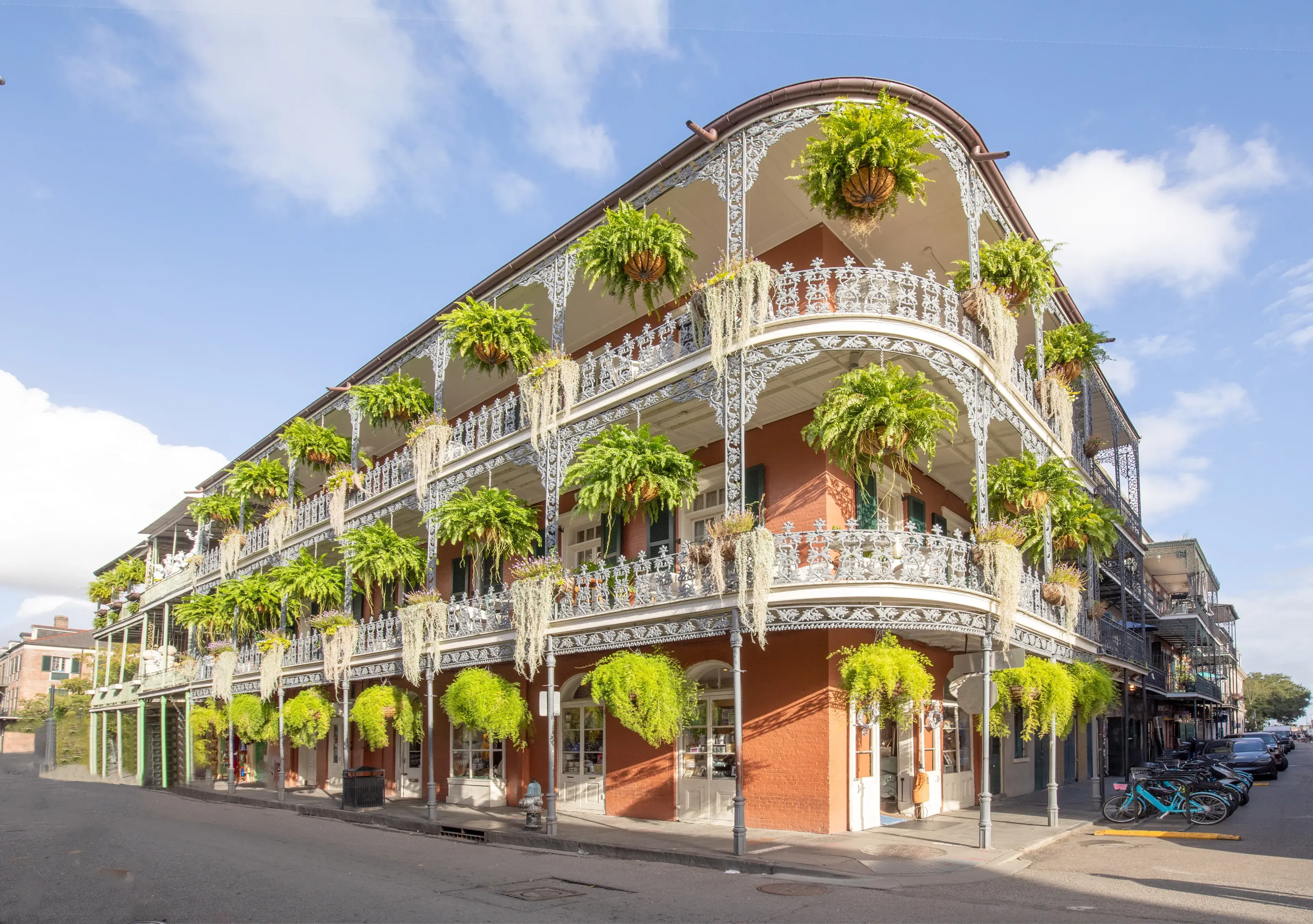 old french building with typical iron balconies in the french quarter in New Orleans, Louisiana, USA old french building with typical iron balconies in the french quarter in New Orleans, Louisiana, USA