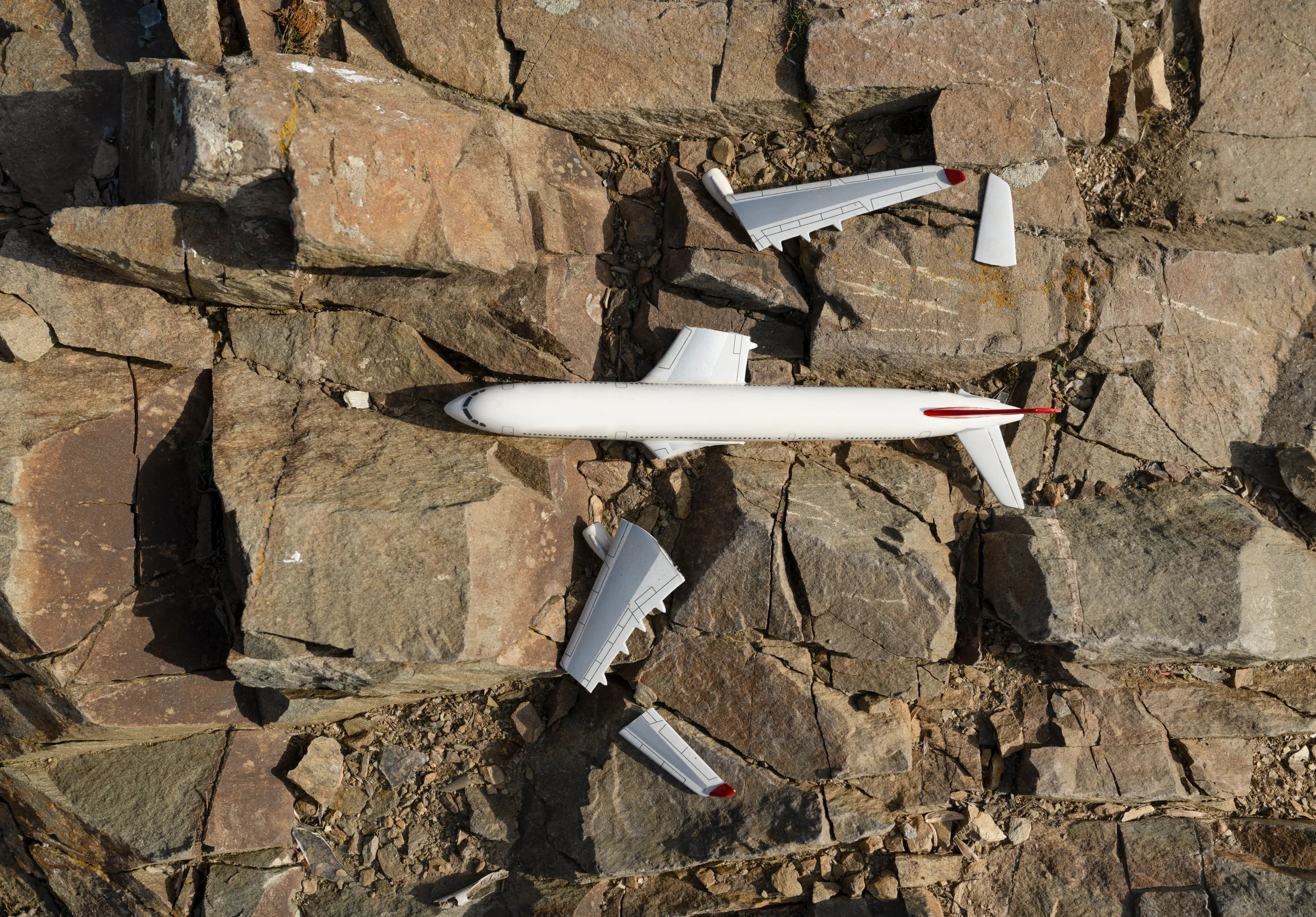 Concept of wreckage of a passenger plane on mountain Concept of wreckage of a passenger plane on mountain